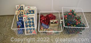 Christmas Lot and Three Wire Baskets 